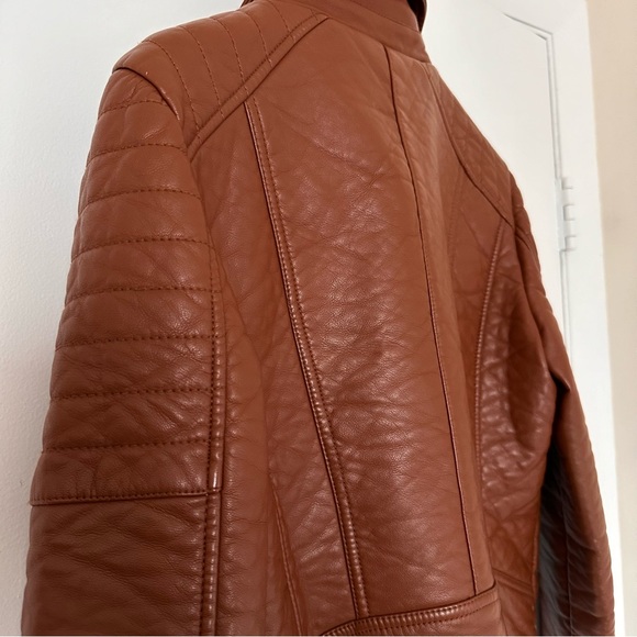 Marc New York Andrew Marc Women Brown Faux Vegan Leather Jacket Size M - Picture 10 of 12